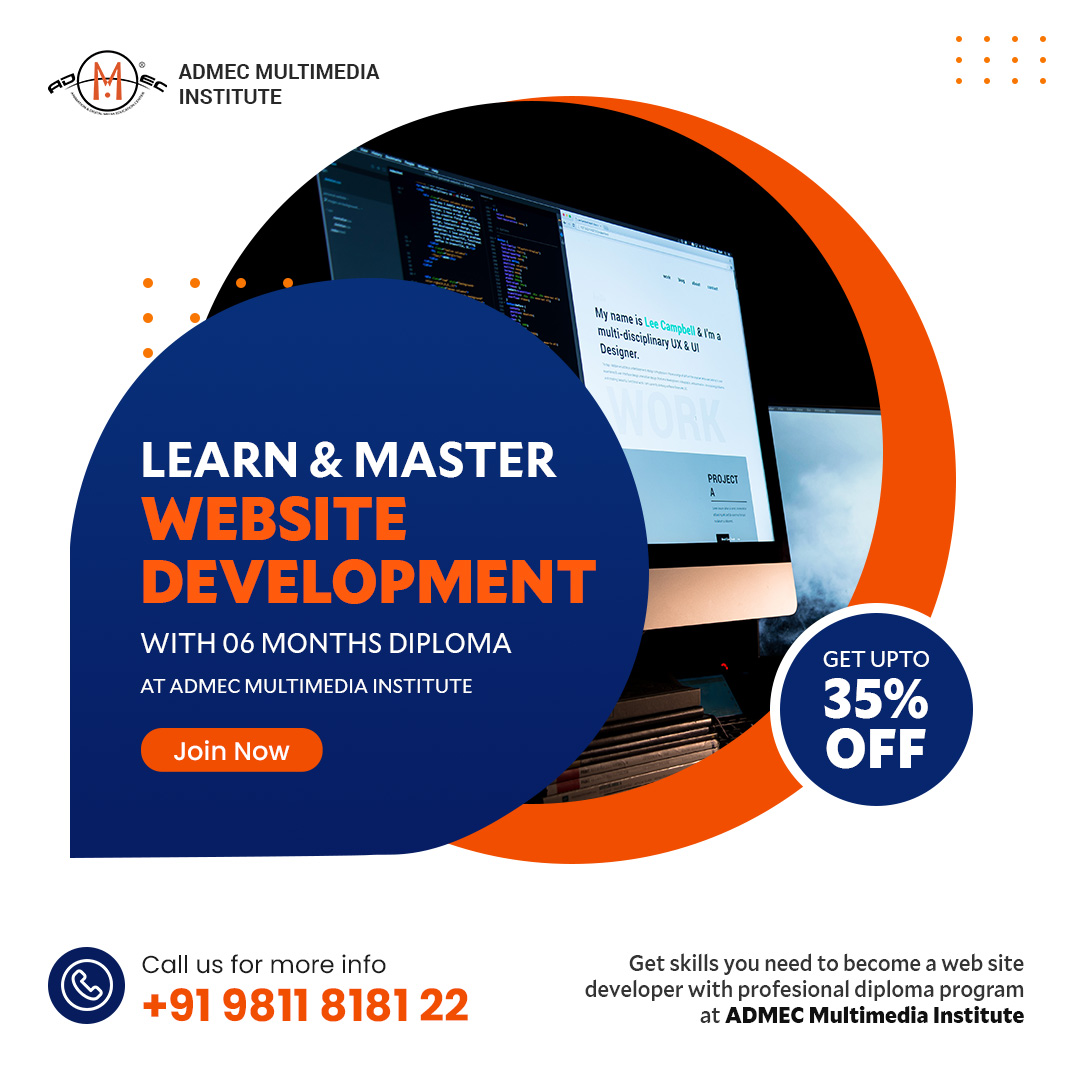 admecinstitute's tweet image. With right training at #webdesigndevelopmentinRohini, you will master the art of developing easy to use, dynamic and interactive #websites. Under this #webdevelopmentcourseinDelhi, you will learn complete web development process.
Check course details: bit.ly/3YVHsDL
