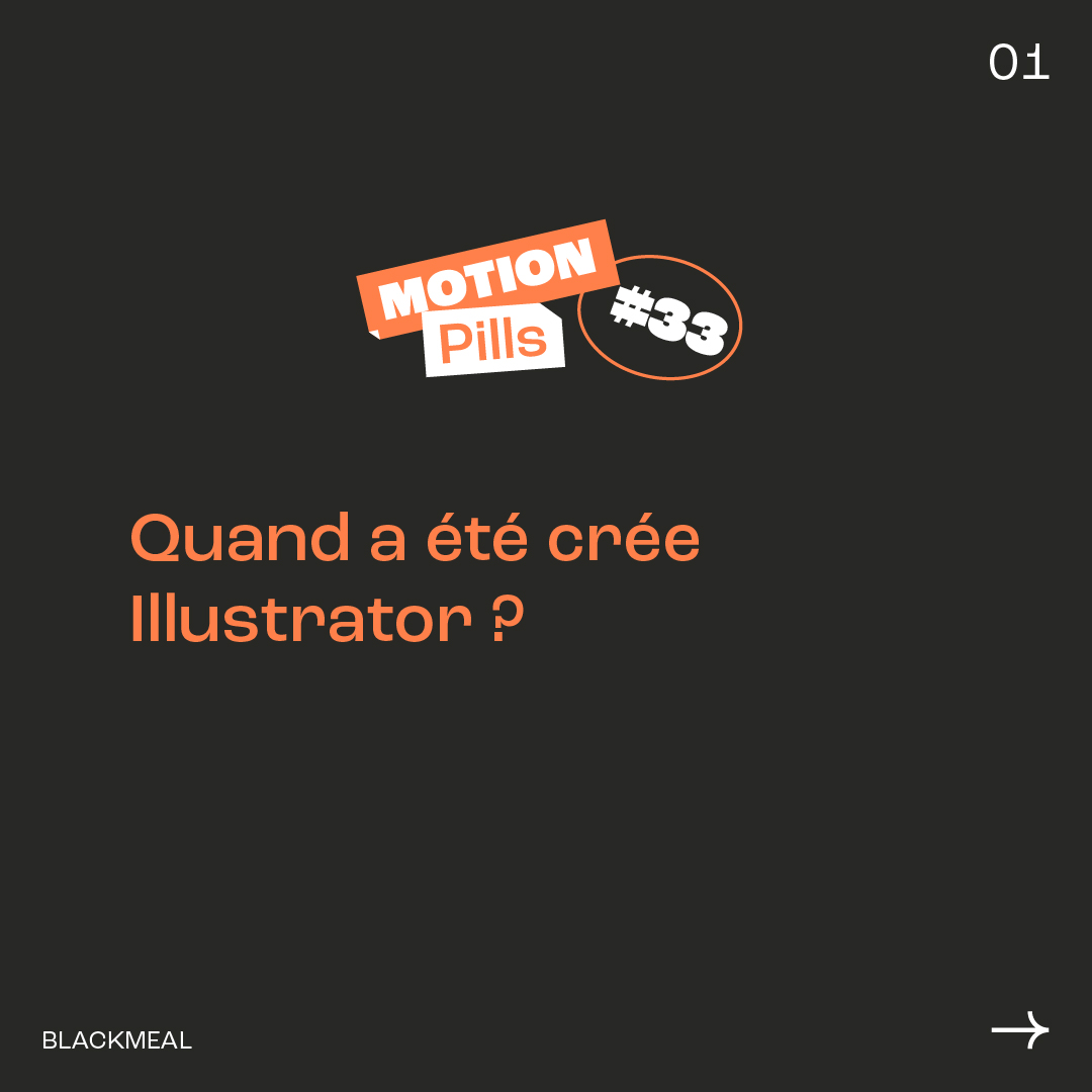 blackmeal's tweet photo. Vous connaissez le logiciel @Adobe Illustrator, mais connaissez-vous sa date de création ? 🤔 On vous en dit plus dans le motion pills de ce jour ! 👀

#motionpills #illstrator #logiciel #création #motion #motiondesign https://t.co/BGP69nnSmM