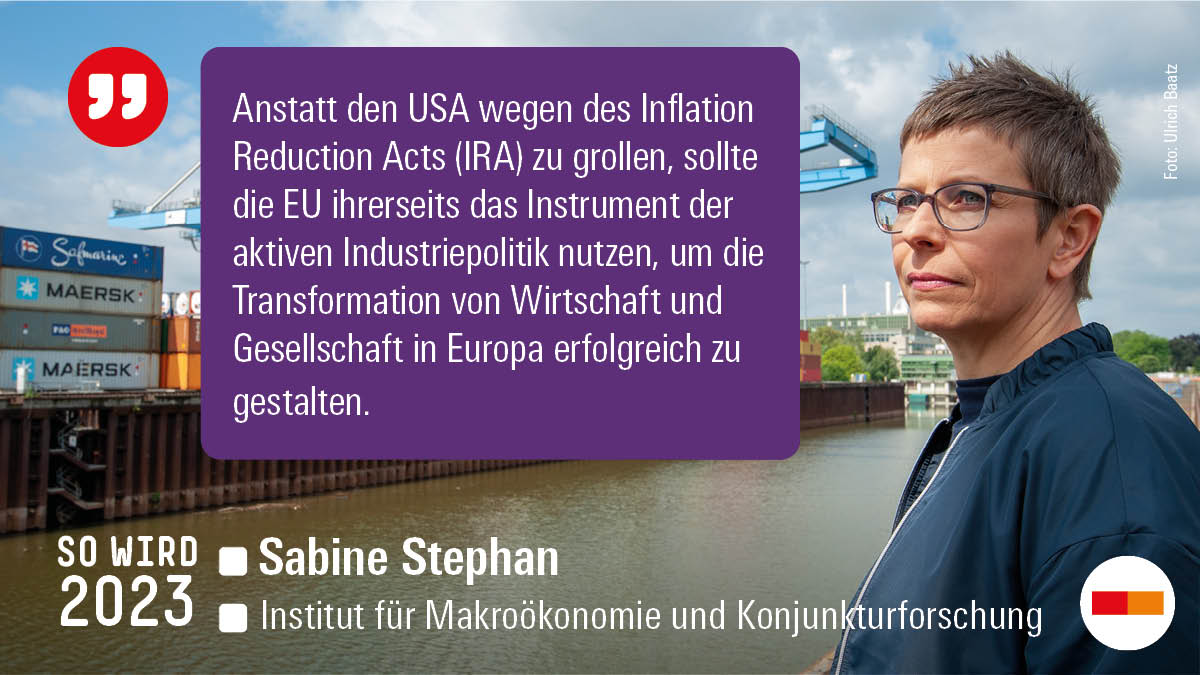 Wird sich das handelspolitische Klima zwischen den USA und der EU weiter entspannen, Sabine Stephan? Die Wirtschaftsprognosen unserer @IMKFlash -Expert:innen für #2023: imk-boeckler.de/de/imk-so-wird… #SoWird2023