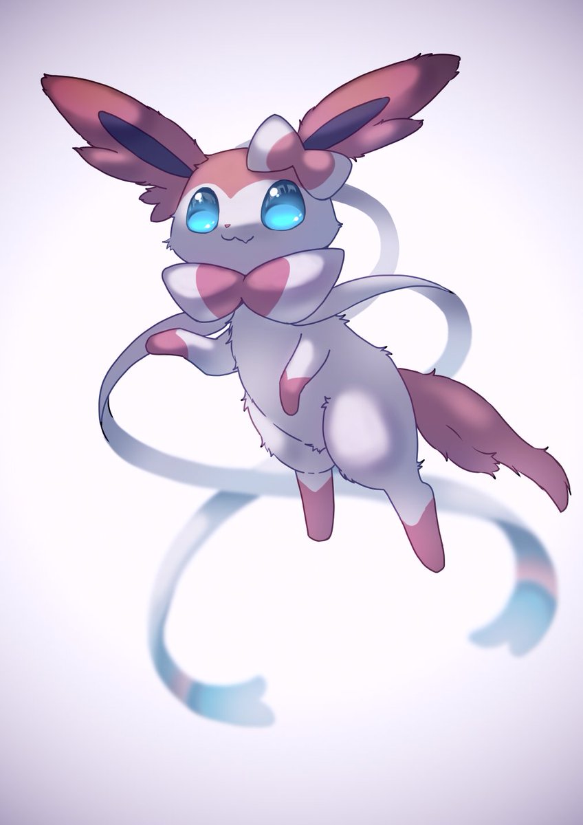 sylveon no humans pokemon (creature) solo blue eyes closed mouth full body :3  illustration images