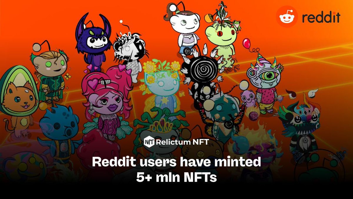 RelictumNft's tweet photo. 🤖 Reddit users have minted 5+ mln NFTs

Reddit launched #NFT avatars, which came as premium and free, as part of The #Reddit Collectible #Avatars initiative in July. The free ones were awarded for the heavy use of the website. https://t.co/Rc9nktJp9W