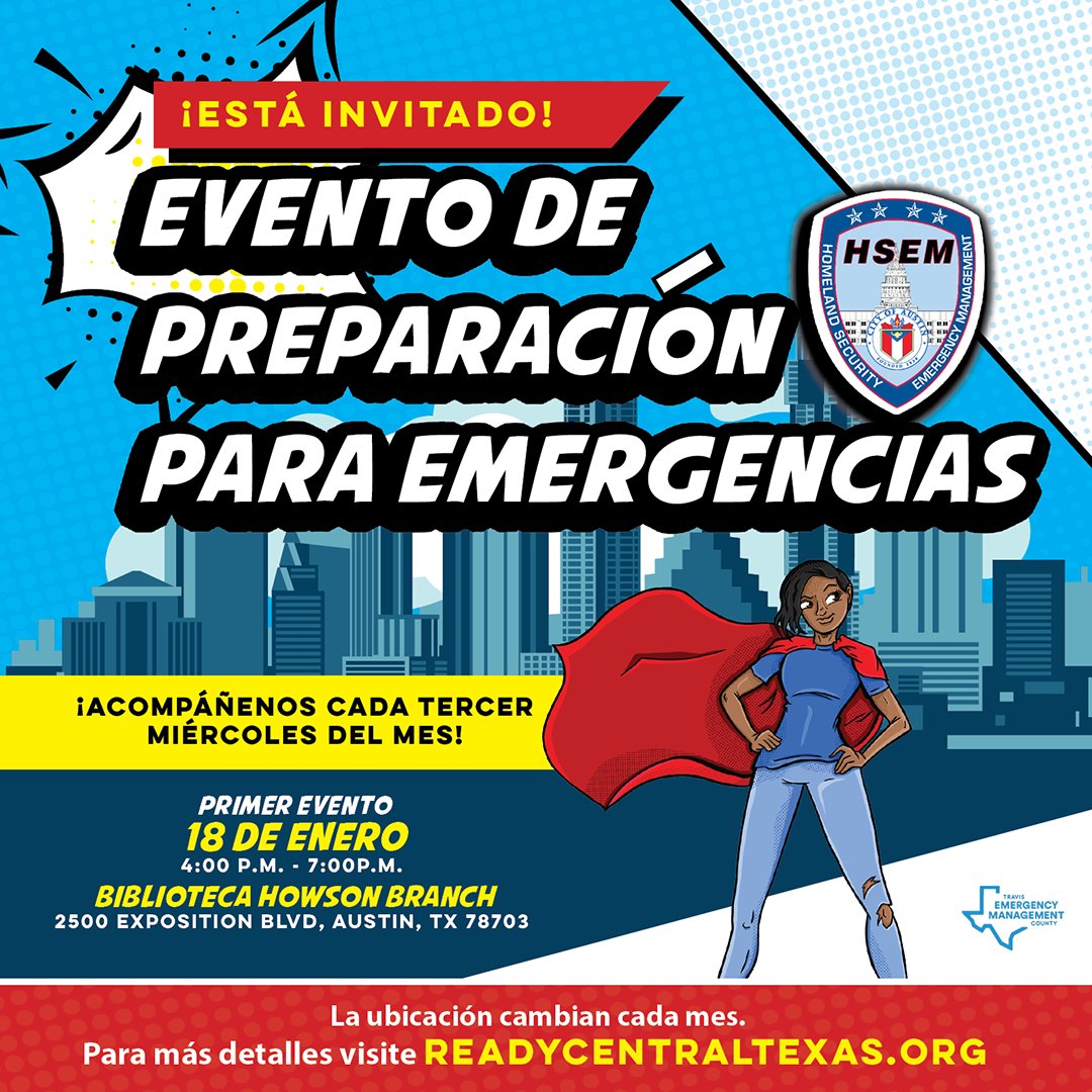 Join us in 2023 in a District near you to get prepared before the next emergency. First up is District 10 at the the Howson Branch Library on Jan. 18 from 4 - 7 p.m. More info: austintexas.gov/news/emergency…