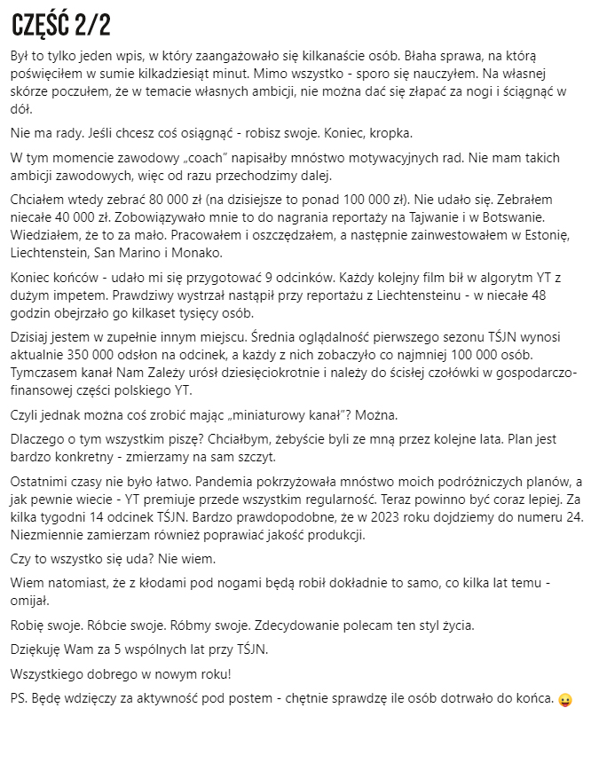 wojciechsiryk's tweet photo. WYŚMIALI MNIE

To jeden z najdłuższych wpisów w historii mojej aktywności w mediach społecznościowych. Skupiam się w nim na motywacji, ambicji, pracy i rzecz jasna TŚJN. Tekst świetnie przyjął się na YT, FB i IG. Tutaj nie zmieszczę go w formie tekstu, więc wklejam JPG. :) https://t.co/pdkQ4T335E