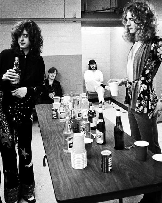 Led Zeppelin backstage.