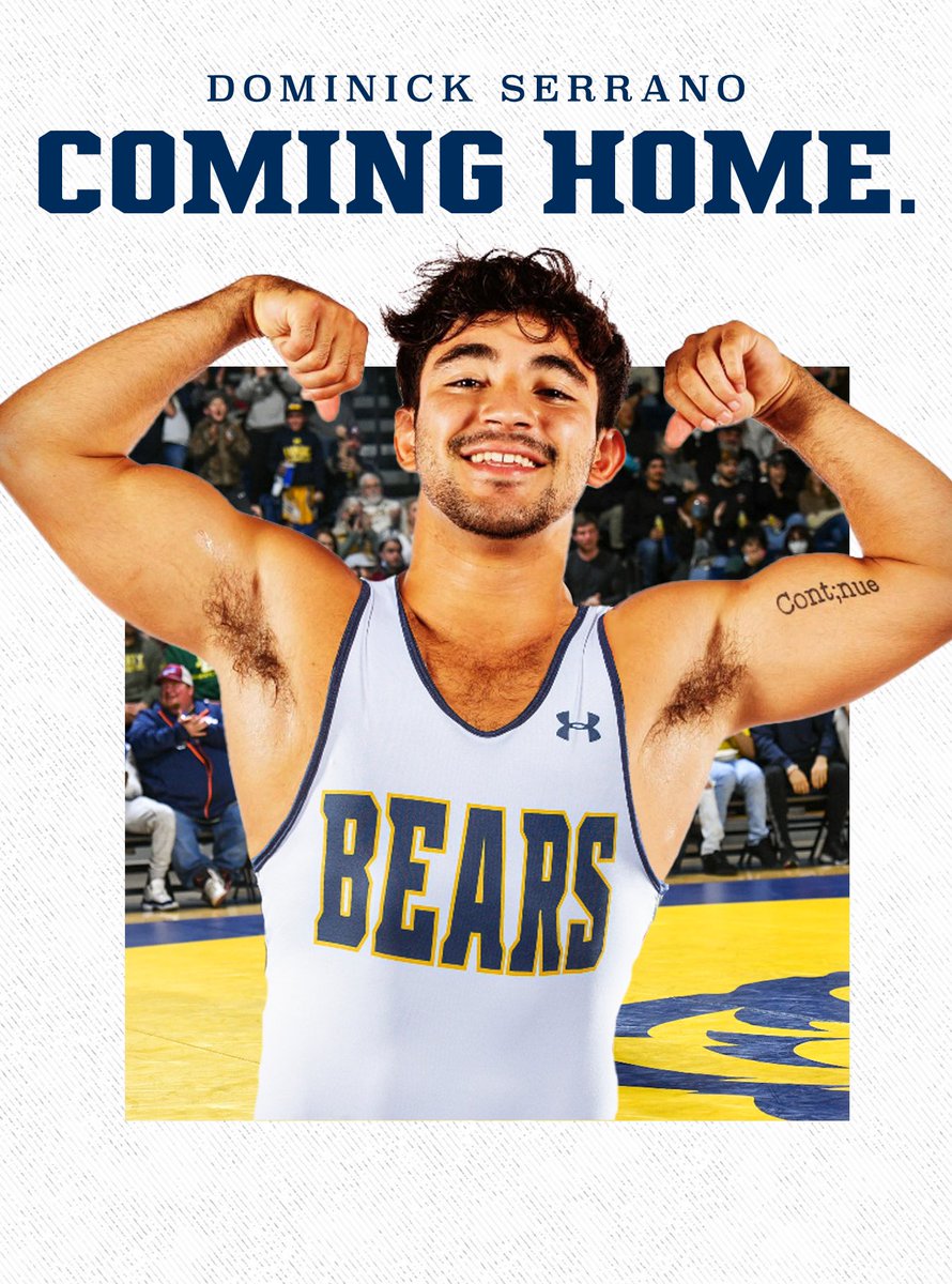 Welcome home, Dom Serrano! ✍️

-Transfer from University of Nebraska
-No. 12 overall recruit in Class of 2020 and No. 2 nationally at 132 lbs.
-4x Colorado State Champion (168-0)
-2x Cadet/Junior Freestyle Nationals Champion

#BearDown