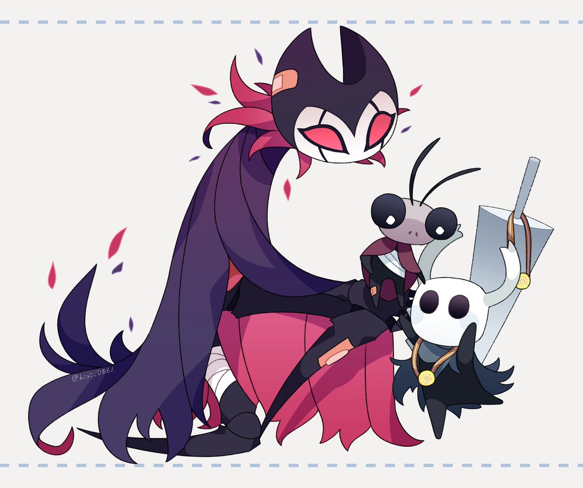 「巡業団の長グリムと釘の聖者スライの光輝が取れた記念#HollowKnight 」|鯨丸のイラスト