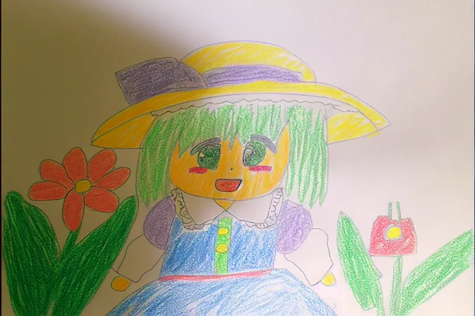 AIが作成した「架空の子どもの書いた絵をスマホで撮った写真」#midjourney 