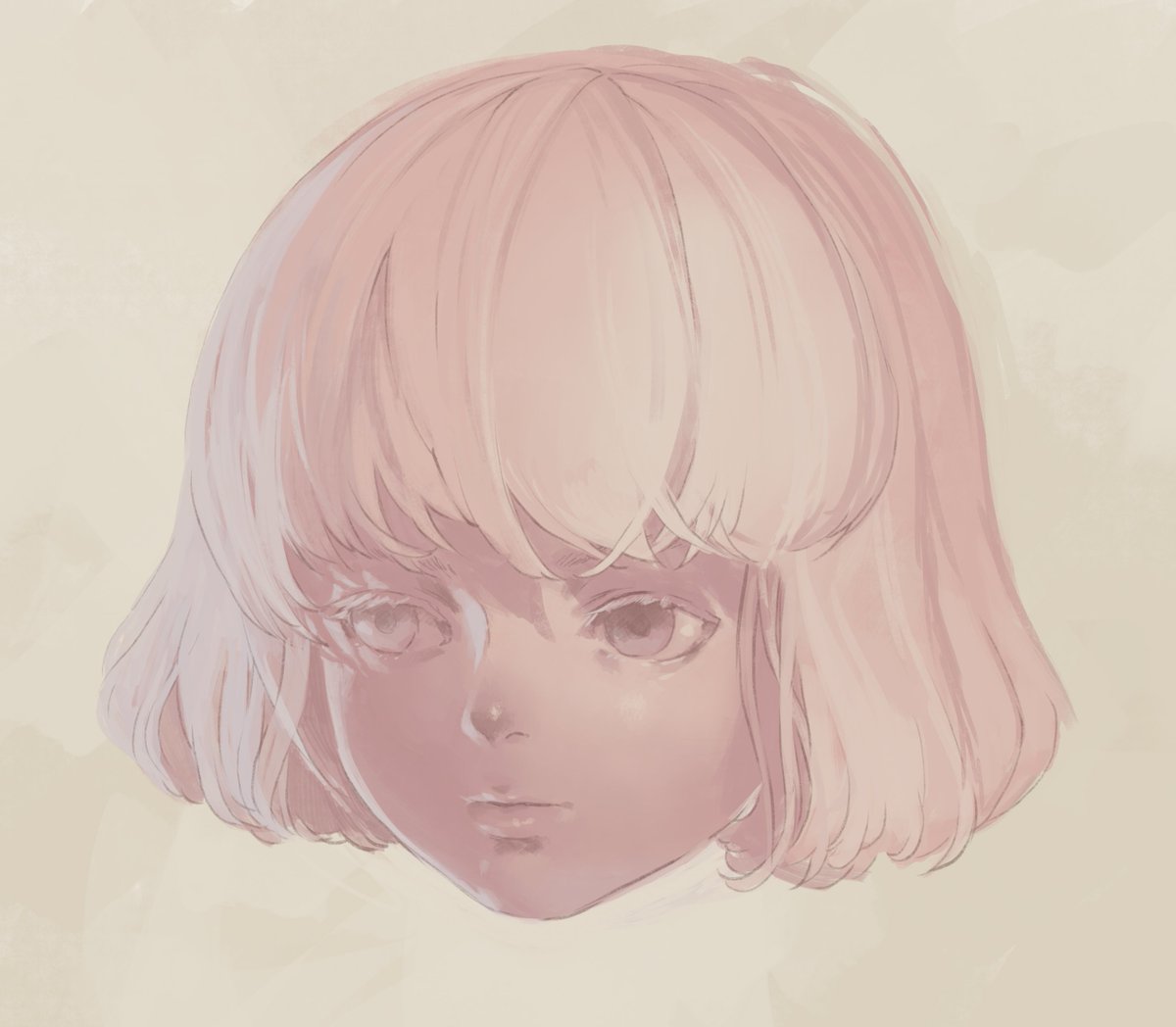 「顔を立体的に描くのが苦手なので球体から顔にしていく実験。 」|ベカサク@背景屋のイラスト