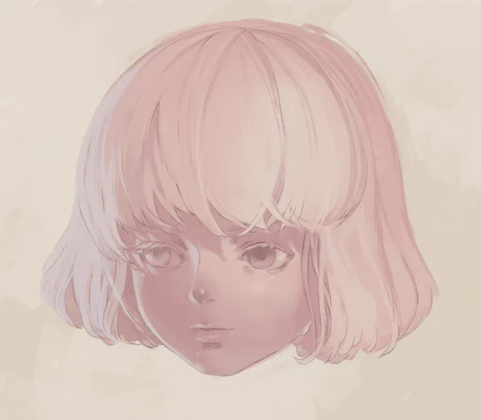 顔を立体的に描くのが苦手なので球体から顔にしていく実験。 