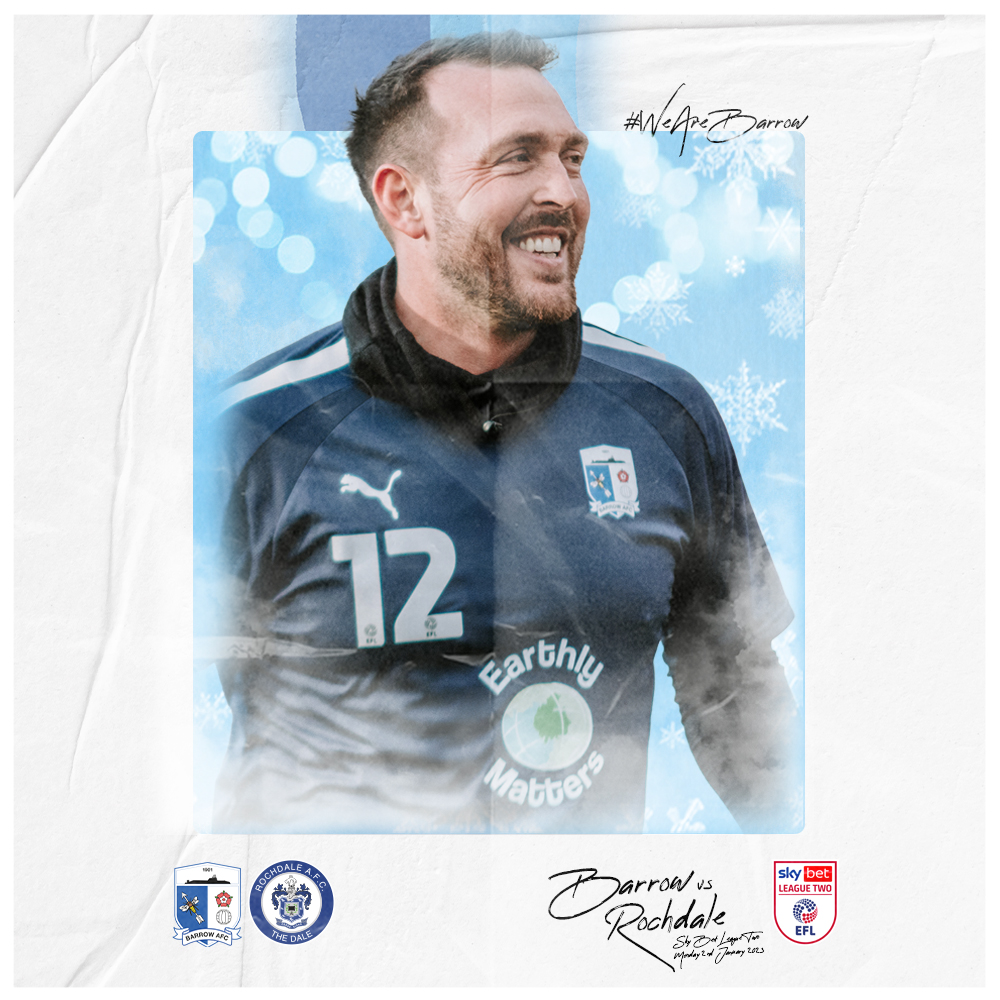 BarrowAFC's tweet photo. 𝐖𝐞'𝐫𝐞 𝐨𝐧𝐭𝐨 𝟐𝟎𝟐𝟑.

⚽️ | Barrow v Rochdale
📍 | SO Legal Stadium
🗓 | Mon 2nd Jan, kick-off 3pm
🎟 | https://t.co/jH8BwHtZXd

#WeAreBarrow | #BARvROC https://t.co/MNlIcrsFpZ