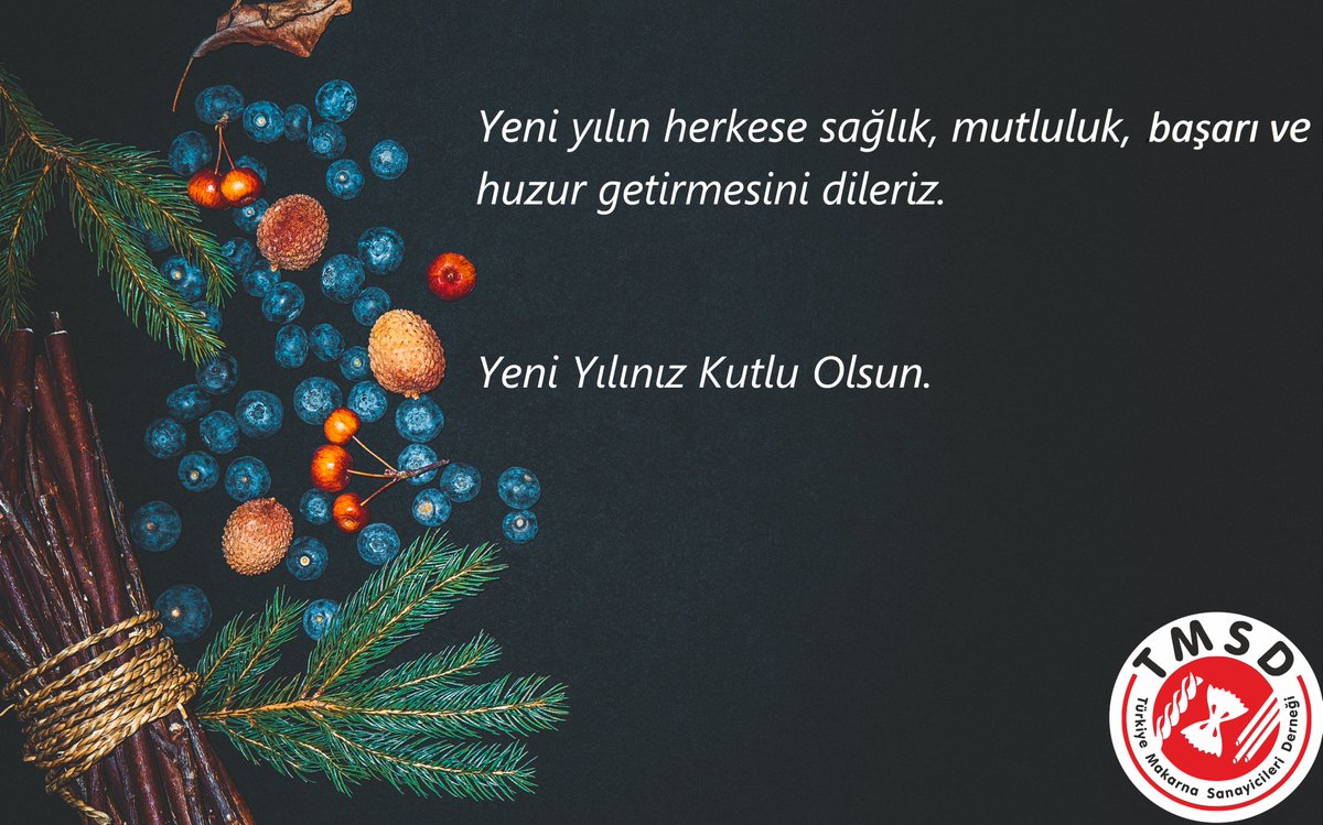 TmsdMakarna's tweet photo. Yeni yılın herkese; sağlık, mutluluk, başarı ve huzur getirmesini dileriz.

Yeni Yılınız Kutlu Olsun.
#makarna #pasta #WeLovePasta #WorldPastaDay #GlobalPasta #makarnaaşkına #akdenizdiyeti #beslenme #veganbeslenme #sağlıklıbeslenme #sağlıklıyaşam #güvenligıda #tarım #buğday https://t.co/KLAJPYtfin