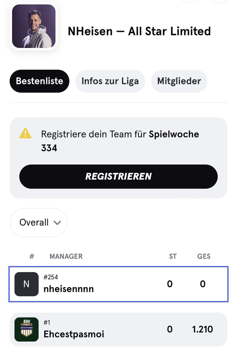 Haben eine eigene private Liga in Sorare gegründet. Jetzt schon über 250 Leute in der Gruppe 😍 Joined meine Gruppe unter: sorare.com/invite/pl/HEIA…