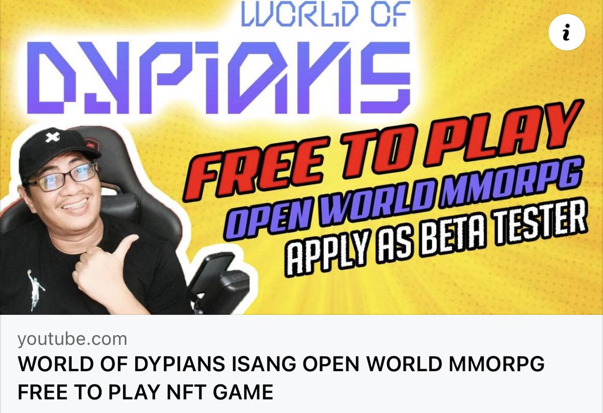 Pasupport naman po netong $50k #Metaverse Campaign ng World of Dypians 🙏

PAJOIN PO SA FB PAGE facebook.com/groups/worldof…
 
Website https://www.worldofdypians.#DYP
Discord discord.gg/dypcaws
Telegram t.me/dypfinance

YT Review: youtube.com/watch?v=R-ueU5…