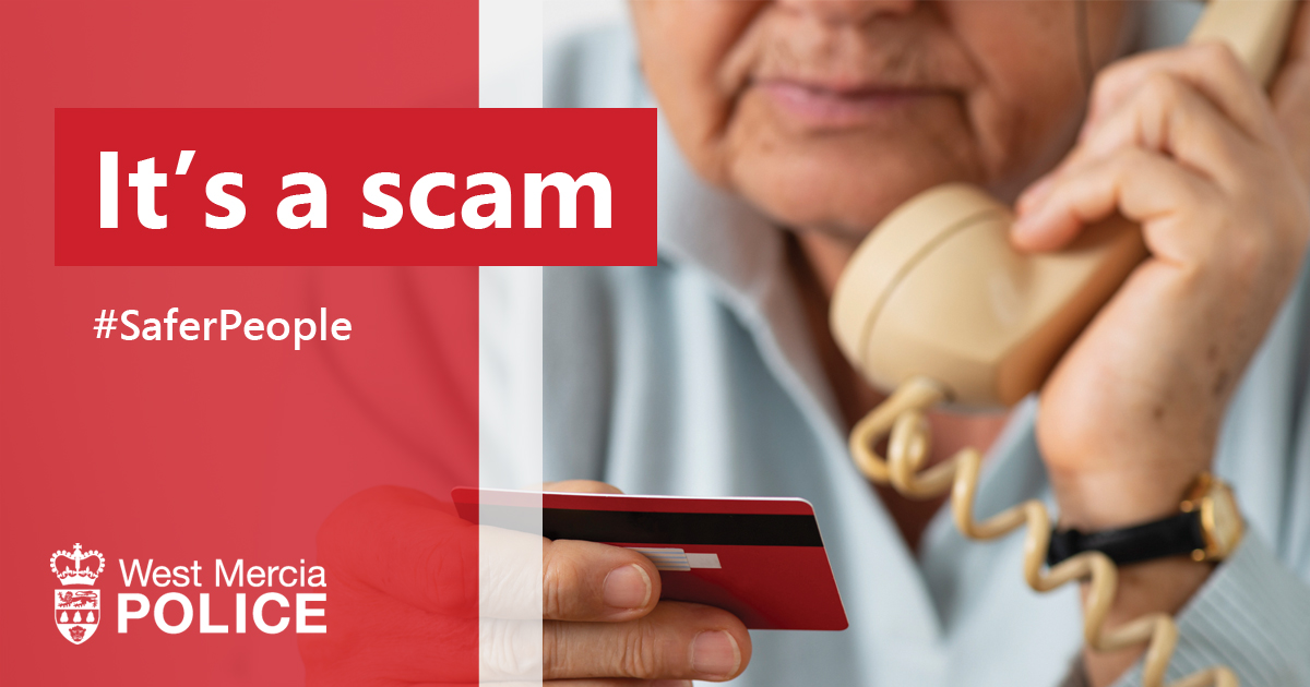 WMerciaPolice's tweet photo. ⚠️ COURIER FRAUD ALERT ⚠️ 

We've had reports from #Herefordshire, #Shropshire, #Telford of criminals telephoning elderly people to withdraw cash as part of the scam known as #CourierFraud.

#Police will never call you asking you to withdraw cash 📵

https://t.co/ZlxH2oN34c https://t.co/49pYtYgO6P