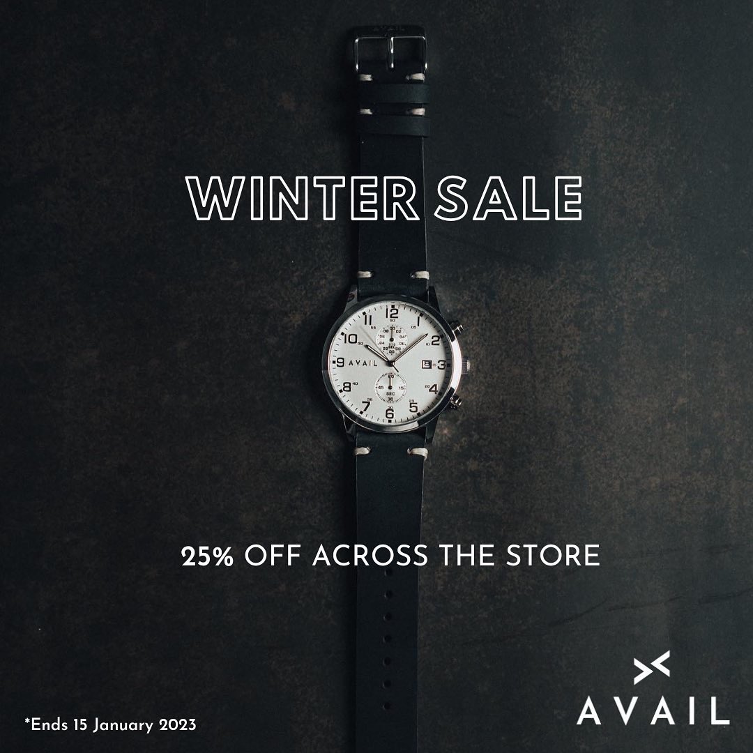 AvailWatches's tweet image. The AVAIL Winter Sale on now 25% off across the store
Ends 15th January 2023

Premium watches for men at fair prices

As featured in GQ &amp;amp; Esquire

Rates 5* Excellent - TrustPilot 

#menswear #menswatches #mensstyle #watches #sale #januarysale #wintersale #giftsforhim #avail