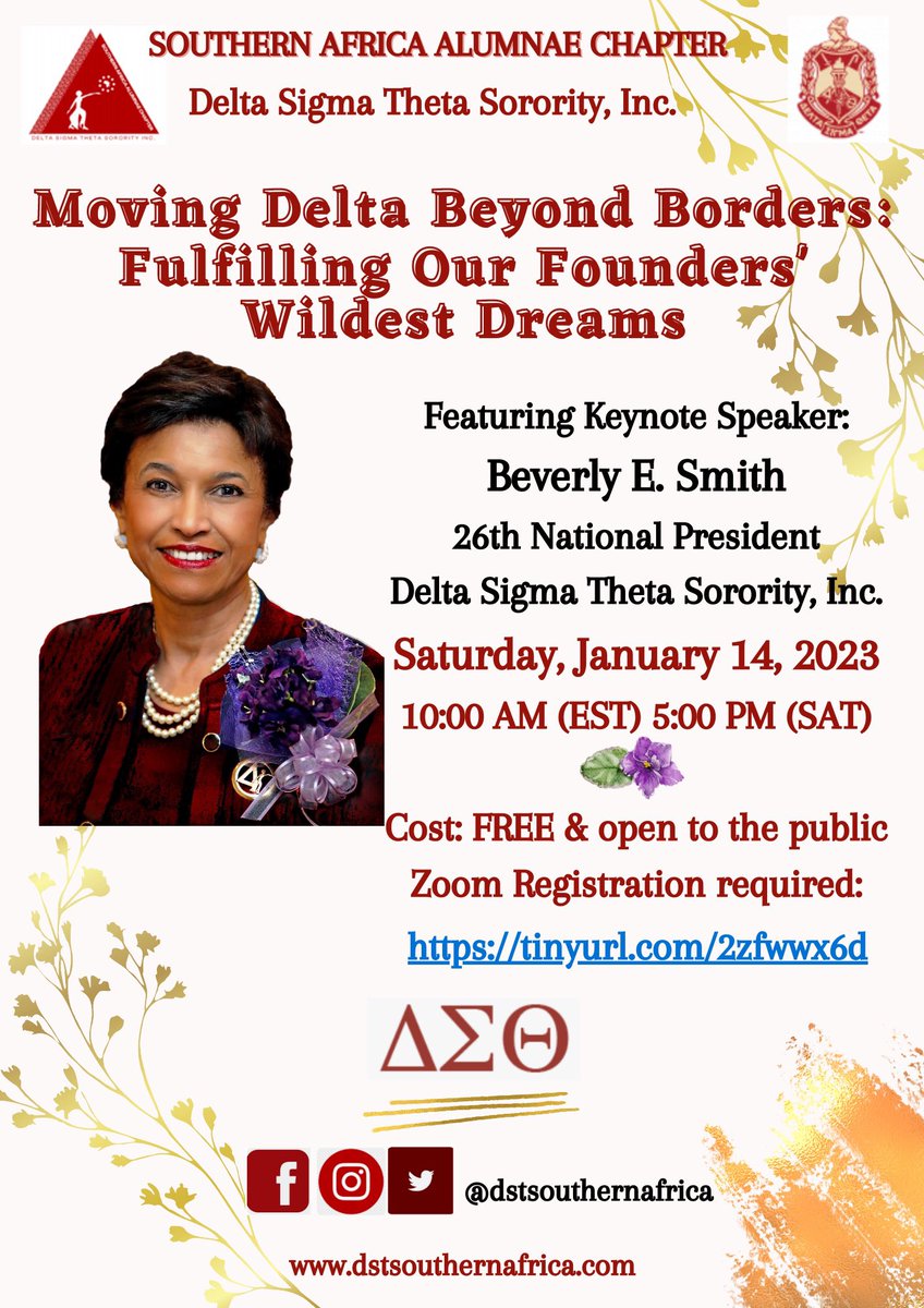 110 years ago on the campus of Howard University, 22 dynamic young women founded Delta Sigma Theta Sorority, Incorporated. Join the Southern Africa Alumnae Chapter in fulfilling #ourwildestdreams