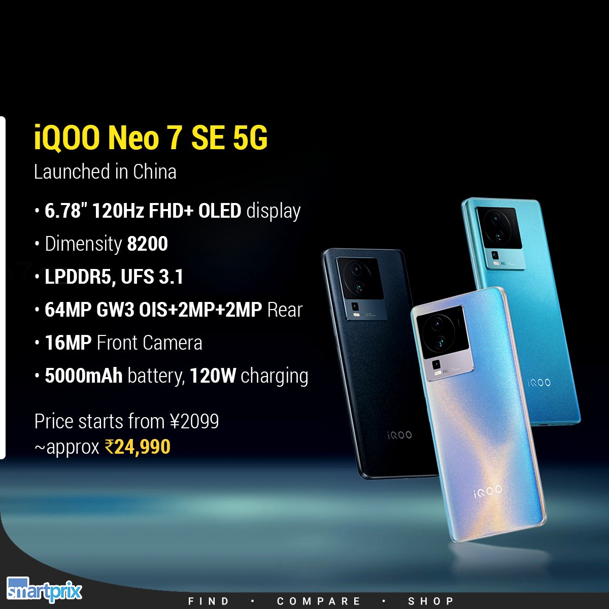 Smartprix's tweet photo. iQOO Neo 7 SE = iQOO Neo 7 for India?
#iQOO #iQOONeo7 #iQOONeo7SE https://t.co/2B6ch3k9Th