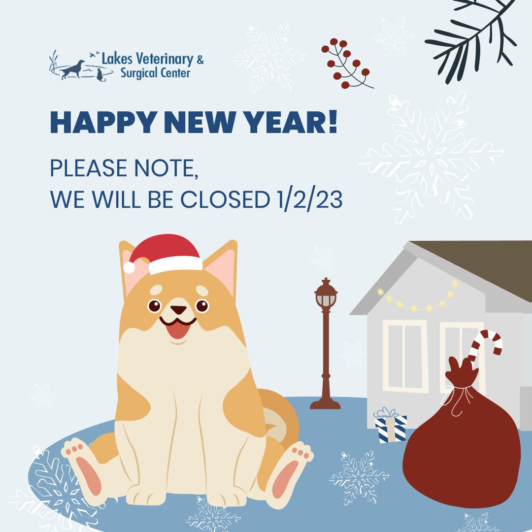 LakesVeterinary's tweet photo. Please note the change to our hours due to the New Year holiday. https://t.co/2AEKiy38Qn