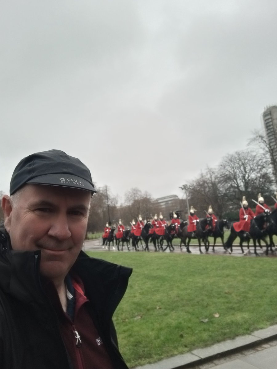 I'm not the only person riding in rainy London today. #cycling #horseguards #London #householdcavalry