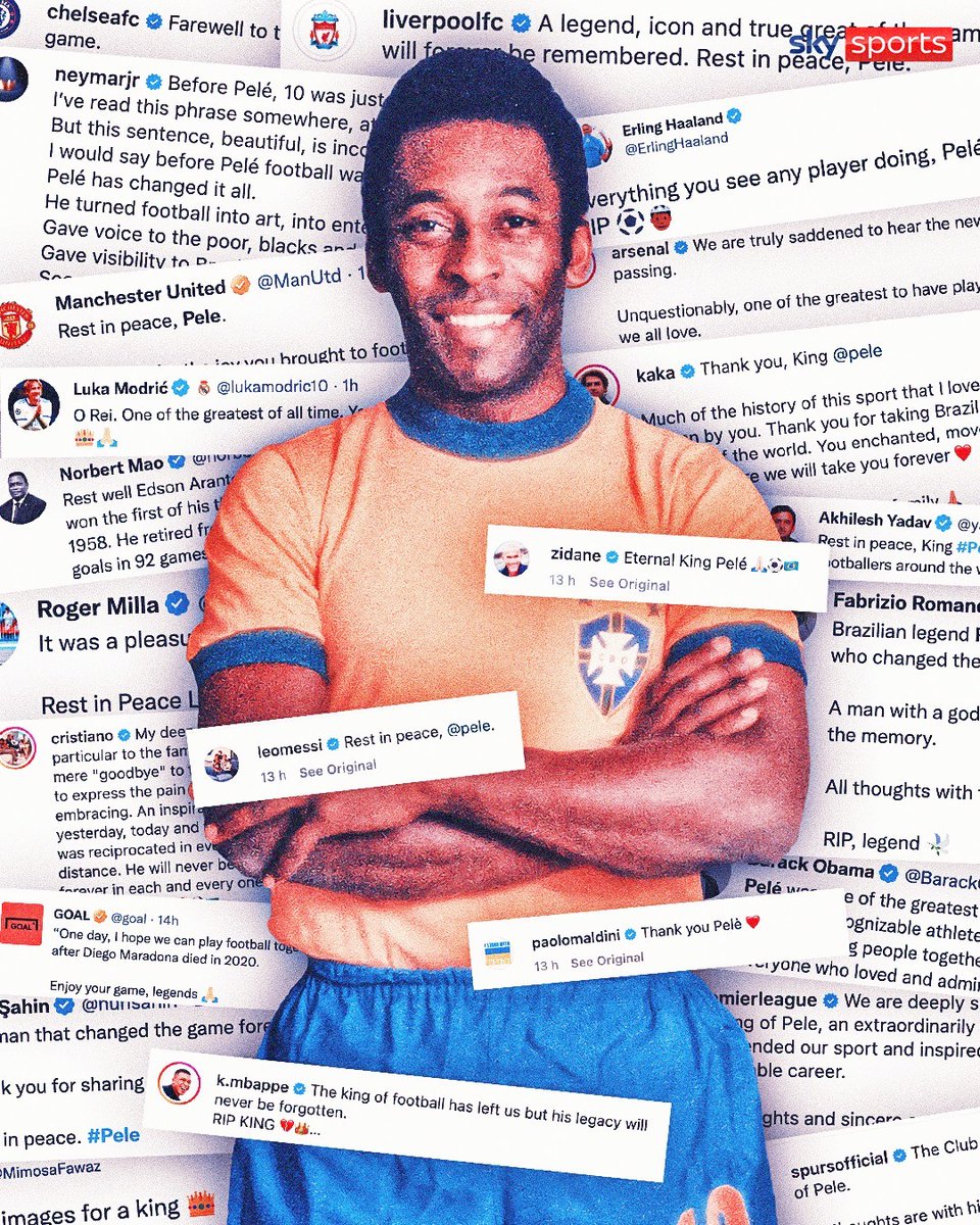 SkySports's tweet photo. Tributes pour in from around the world for one of the greatest footballers to ever play the game ❤️ https://t.co/YSCRbzEpyY