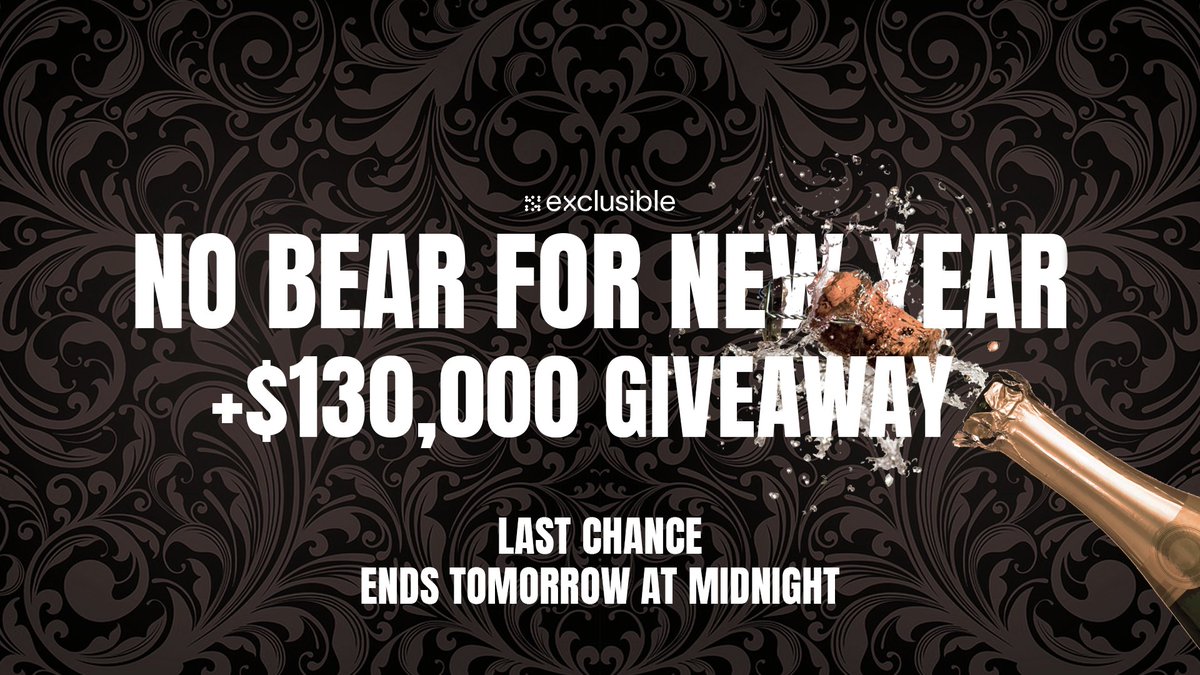 Goodbye 2022, Hello #NoBearForNewYear🥂

With more than $130,000 in prizes up for grabs, this is your last chance to earn points before the giveaway closes tomorrow at midnight. 

Start the new year with amazing prizes.
Enter now before it's too late 🪩
gleam.io/zcrZ7/no-bear-…
