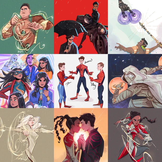 The time has come to post #artsummary2022 ! 🎉
(Marvel version)

A huge thank you to everyone who supported me this year, to everyone who bought my artworks at komiket and inprnt! You all are amazing!!! You keep this little, orange-loving, artist inspired and going 🤗🧡 