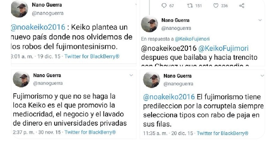 jonathanhb19's tweet photo. El Nano Guerra de antes era coherente, cuánto habrá costado que ahora Nano Guerra idolatre y adule torpemente a Alberto Fujimori y a Keiko Fujimori ?
Porque ese cambio repentino no es gratis.! https://t.co/8Ye79ps9gr