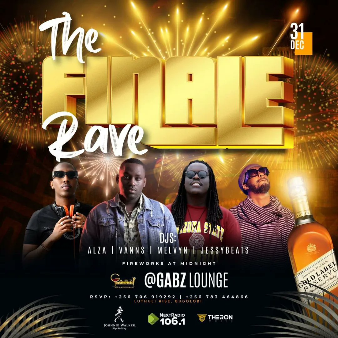 Gabz Lounge (@gabzlounge) on Twitter photo The hottest Dj line up is set to give us a memorable End of Year party!🎆🎆🔥🔥🔥
<a href="/djvanss_/">DJ VansS🇺🇬</a>
@DJMelvyn_UG
<a href="/deejay_alza/">DJ Alza</a>
<a href="/DJJessybeats/">Jessybeats🌏</a>
Powered by <a href="/nextradio_ug/">Next Radio 106.1FM</a> <a href="/theronmusicug/">Theron Music & Events</a> & @johnniewalkerug
#THEFINALERAVE The hottest Dj line up is set to give us a memorable End of Year party!🎆🎆🔥🔥🔥
<a href="/djvanss_/">DJ VansS🇺🇬</a>
@DJMelvyn_UG
<a href="/deejay_alza/">DJ Alza</a>
<a href="/DJJessybeats/">Jessybeats🌏</a>
Powered by <a href="/nextradio_ug/">Next Radio 106.1FM</a> <a href="/theronmusicug/">Theron Music & Events</a> & @johnniewalkerug
#THEFINALERAVE