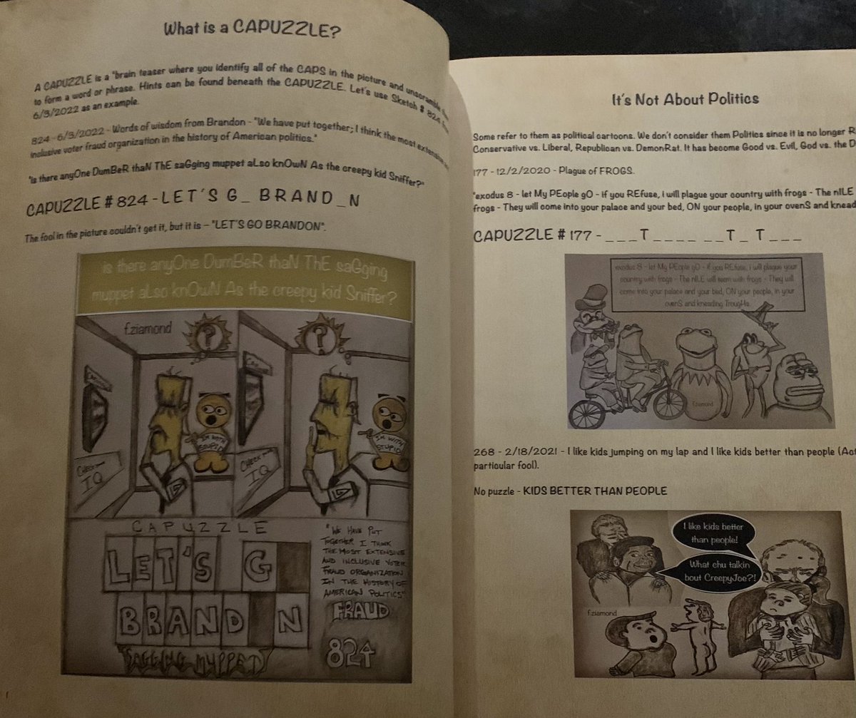 fziamond's tweet image. Friends, Patriots, thanks for the inquiries ❤️🇺🇸👍🏼!!! Pinning the info - RE: books and “What is a #CAPUZZLE ? 😀
MAGAscenes 👉🏽 authorhouse.com/en/bookstore/b…
MAGO Movement (kid friendly) 👉🏽 authorhouse.com/en/bookstore/b… .
Rumble 👉🏽 rumble.com/v1vj1b6-cartoo…