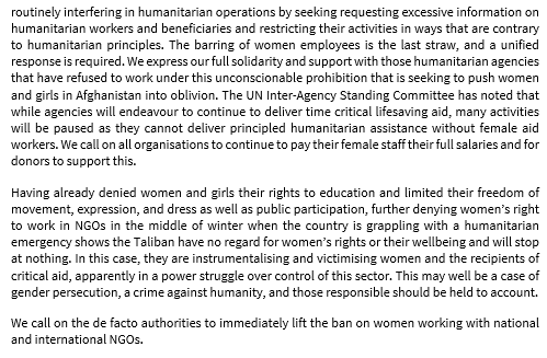 SR_Afghanistan's tweet photo. #Afganistan @UN_SPExperts statement: #Taliban’s ban on #Afghan women working in #NGOs unconscionable and illegal. Catastrophic for millions of Afghans. We urge its immediate reversal.

👉https://t.co/ajLuxsqQXq https://t.co/du6ODhZgyR