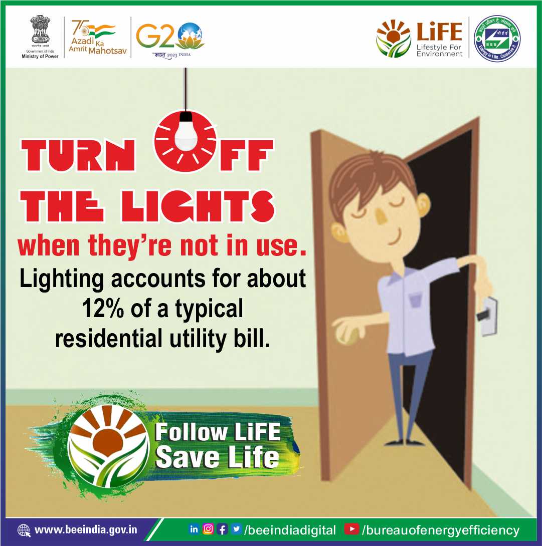 beeindiadigital's tweet photo. #EnergyConservationTips: Turn off the lights when they're not in use. Lighting accounts for about 12% of a typical residential utility bill.
#MissionLife 
#SaveEnergy #ChooseLife https://t.co/EI3Edbhjse