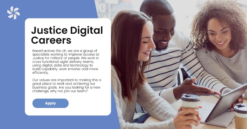Justice_Digital's tweet photo. New Year, New Opportunities!

We are looking for talented individuals to join our team &amp; play a vital role in delivering the best services for our Justice System and its users. 

From Developers to Delivery Managers, find out if there is a career @Justice_Digital for you ⬇️