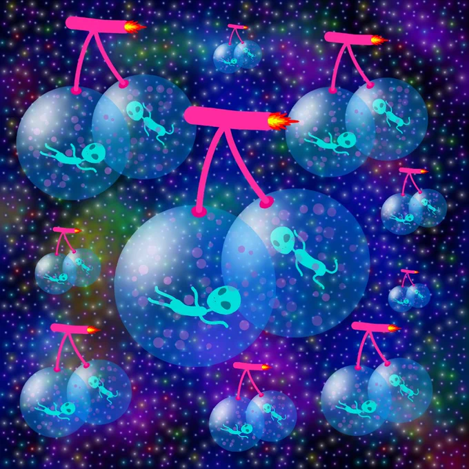 らくがきミンナエイリアン#らくがき#イラスト#ミンナエイリアン#さくらんぼ 