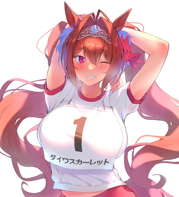 健全部門。どうしても画面がごちゃつきがちな自分にしては見せたいモノの取捨選択が上手くいって綺麗にまとまったのがこの辺。中でも伸びをしてる体操服ダスカは魅力を最大限に引き出して最高に可愛く描けたと思ってます#今年も残りわずかなのでお気に入りの4枚を貼る 