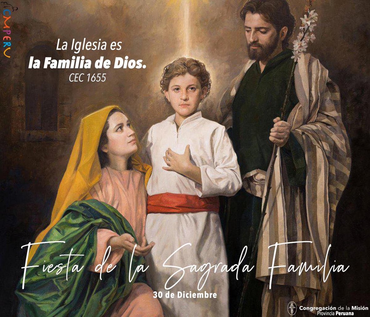 cm_peru's tweet photo. ⚪ 𝑳𝒂 𝑺𝒂𝒈𝒓𝒂𝒅𝒂 𝑭𝒂𝒎𝒊𝒍𝒊𝒂
➡ 𝑭𝒊𝒆𝒔𝒕𝒂
📡 Cristo quiso nacer y crecer en el seno de la Sagrada Familia de José y de María. La Iglesia no es otra cosa que la "familia de Dios". CEC 1655
.
#VicentinosPerú #ComunicacionesCMPERÚ https://t.co/rlsHyfg5ZT