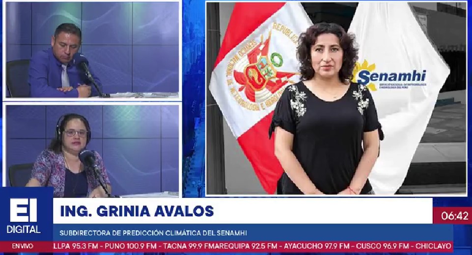 RadioNacionalFM's tweet image. 🔵[EN VIVO] Ingeniera Grinia Avalos, subdirectora de Predicción Climática del @Senamhiperu: “Estamos previendo un periodo de lluvias que inicia a finales de este año en la sierra oriental, occidental, toda la serranía de Cusco hasta las partes altas de Tacna, Moquegua, Arequipa”.