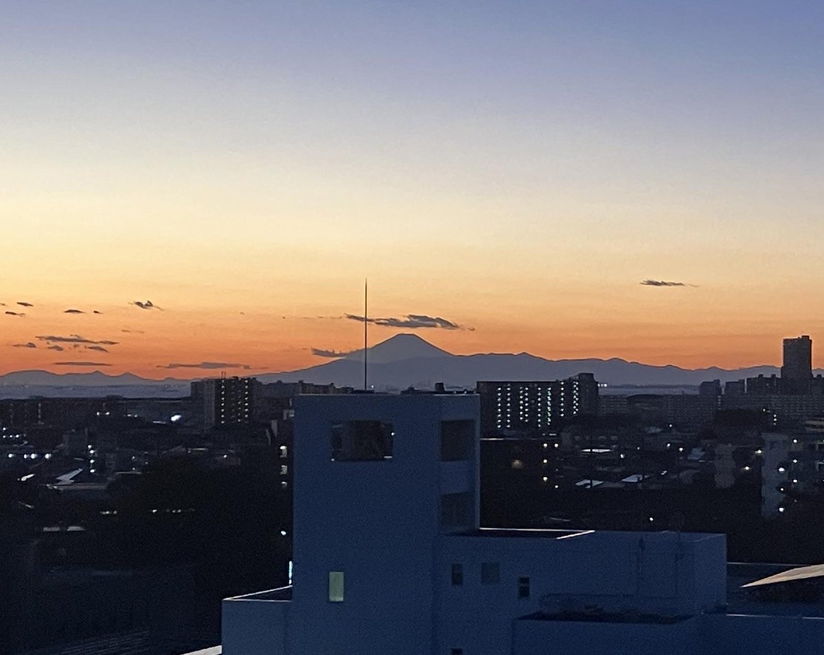 少々早いですが、今年お世話になった皆さま、どうもありがとうございました。来年は新しく加わる研究室メンバーと一緒に楽しく研究を進めていきたいです。引き続きどうぞよろしくお願いします。

研究室から見た夕焼けの富士山です