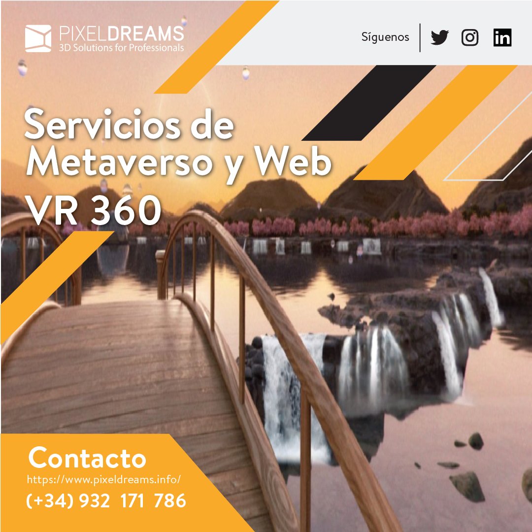 PIXELDREAMSBCN's tweet photo. ⚒️Diseñamos y desarrollamos #Metaverse  personalizados para todo tipo de #eventos, #negocios o #empresas.
Nuestros #mundos virtuales son una gran oportunidad para captar a tu público objetivo.
🌐Mundos virtuales totalmente inmersivos donde los usuarios podrán navegar libremente https://t.co/tdnwpofo6T