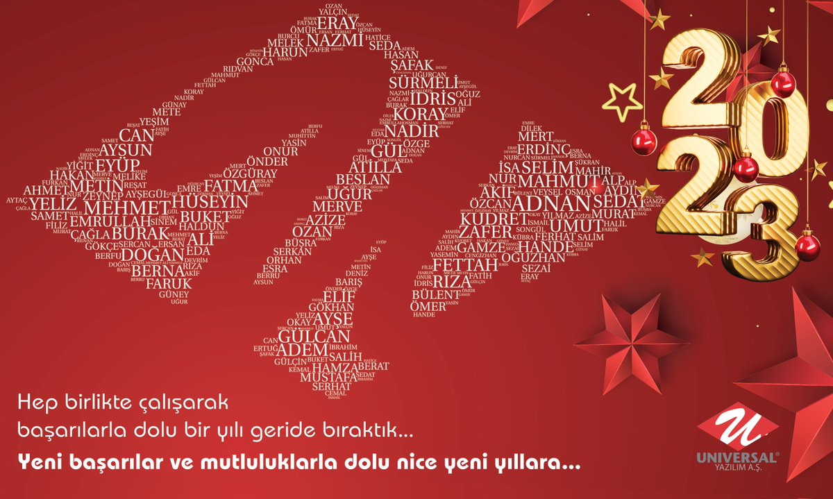 Hep birlikte çalışarak başarılarla dolu bir yılı geride bıraktık. Yeni başarılar ve mutluluklarla dolu nice yıllara...
Yeni yılınız kutlu olsun!