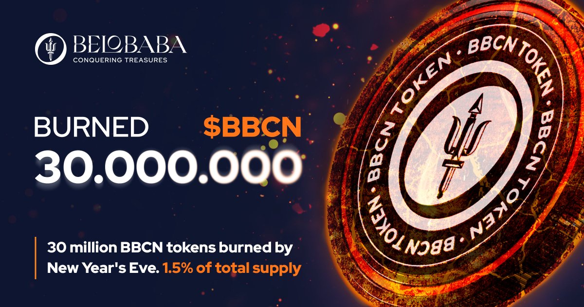 🔥30M $BBCN tokens burned by New Year´s Eve
➡️1.5% of total supply !
+info t.me/belobabaoffici…
#belobaba #bbcn #bsc #tokensburn