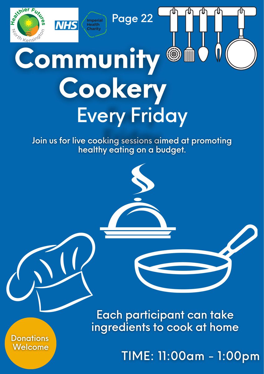 Our Community Cookery is back! Join us every Friday for a cooking session, where we will learn a healthy recipe together!
