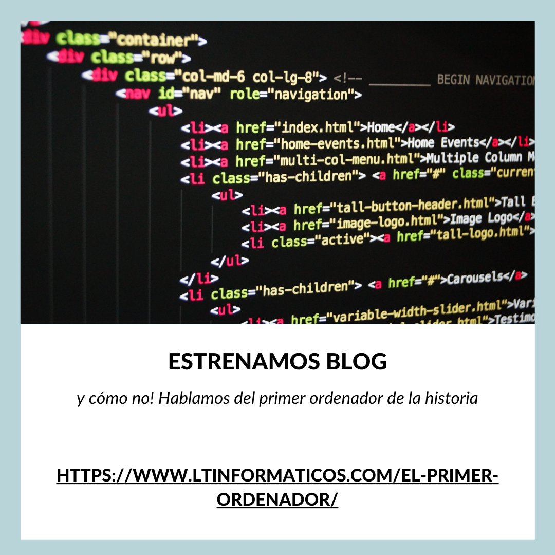 ¡Estamos de estreno!  Descubre el blog de LT Informáticos y conoce cuál fue el primer ordenador de la historia. Seguro que tu primera máquina de escribir era de la misma marca  🤠
ltinformaticos.com/el-primer-orde…

#Picassent #tiendainformatica #bloginformatica