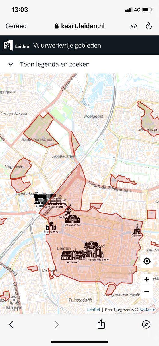 Vuurwerkvrije gebieden in Leiden