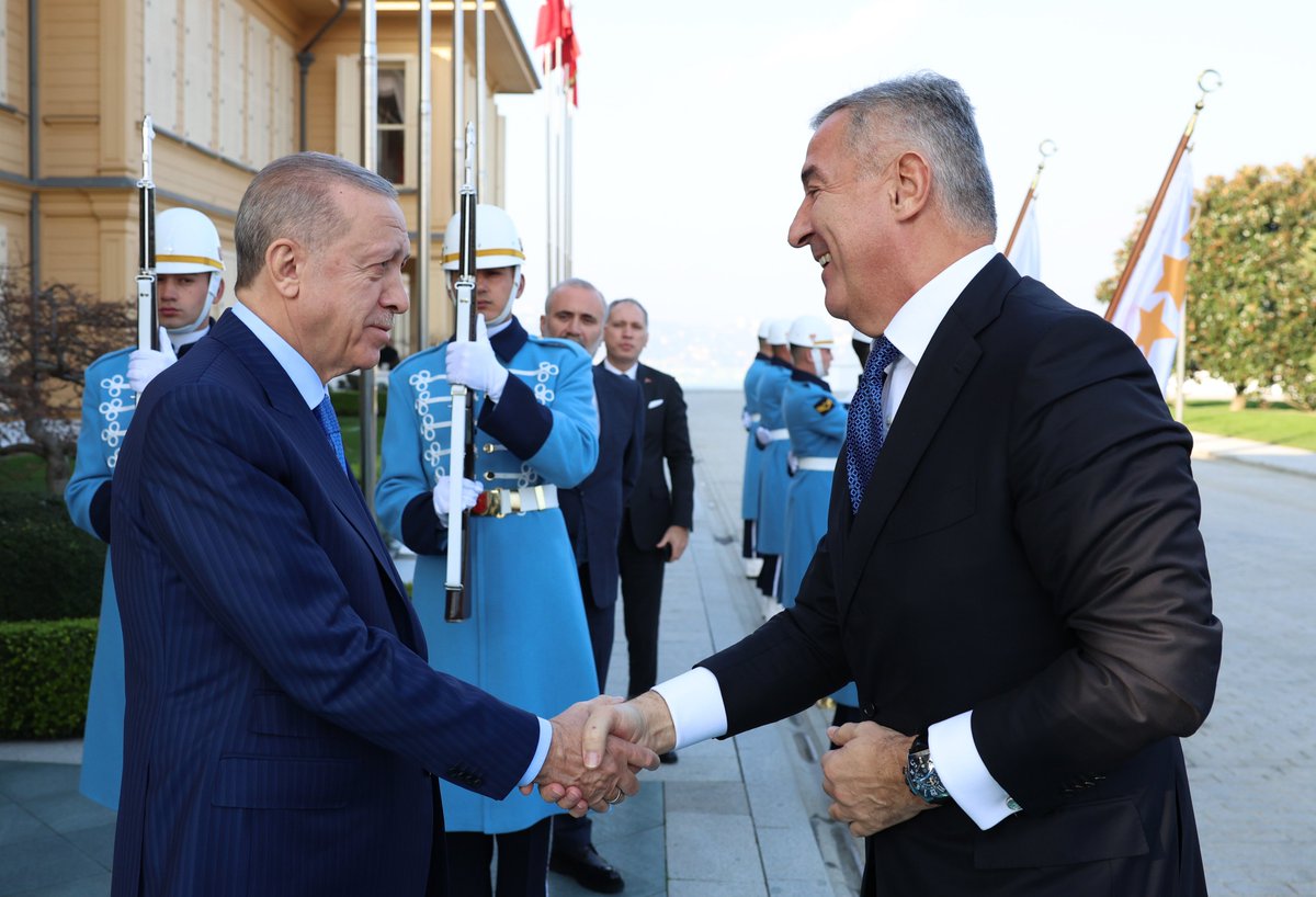 Akparti's tweet photo. Cumhurbaşkanımız Recep Tayyip Erdoğan, Karadağ Cumhurbaşkanı Milo Djukanovic ile Vahdettin Köşkü'nde görüştü. https://t.co/7TDiiMkfPB
