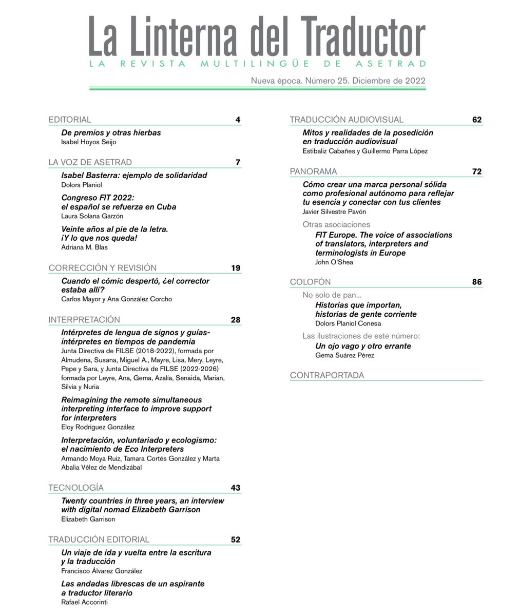 Publicado el número 2️⃣5️⃣ de la revista

     ‘La Linterna del Traductor’
     <a href="/Asetrad_ORG/">Asetrad</a>🇪🇸

PDF gratuito (93 págs.): lalinternadeltraductor.org/pdf/lalinterna…
