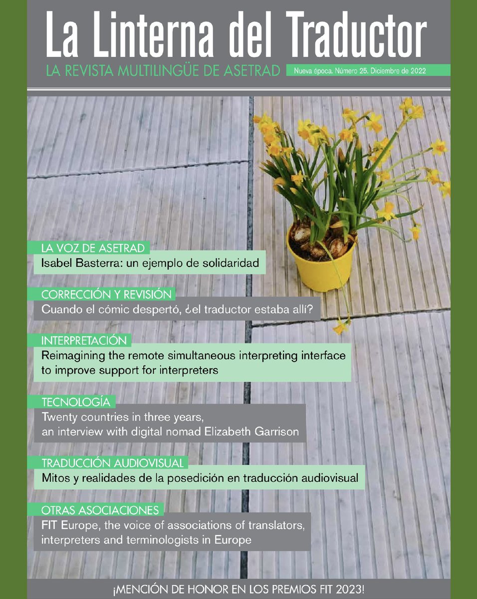 navarrotradmed's tweet photo. Publicado el número 2️⃣5️⃣ de la revista

     ‘La Linterna del Traductor’
     @Asetrad_ORG🇪🇸

PDF gratuito (93 págs.): https://t.co/qQjxiO3iJg https://t.co/GwOZM6viPR