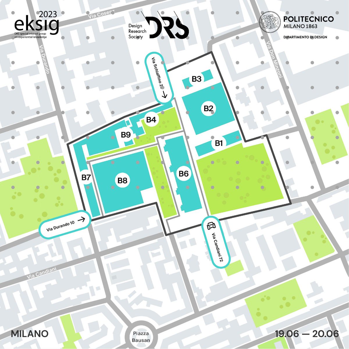 The new headquarters of the Department of Design is located on Politecnico di Milano's Durando Campus, in Milan's Bovisa district. 
📍It is easily accessible by car, train or public transportation.​

 To know more about how to get there, please visit 🔗dipartimentodesign.polimi.it