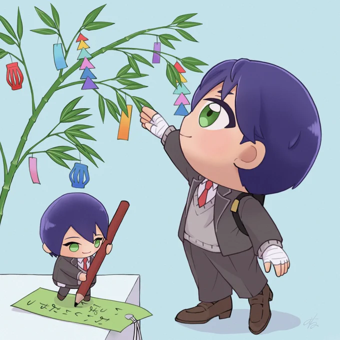 七夕のモチダヨーとぱぺもち#金剛力也像 