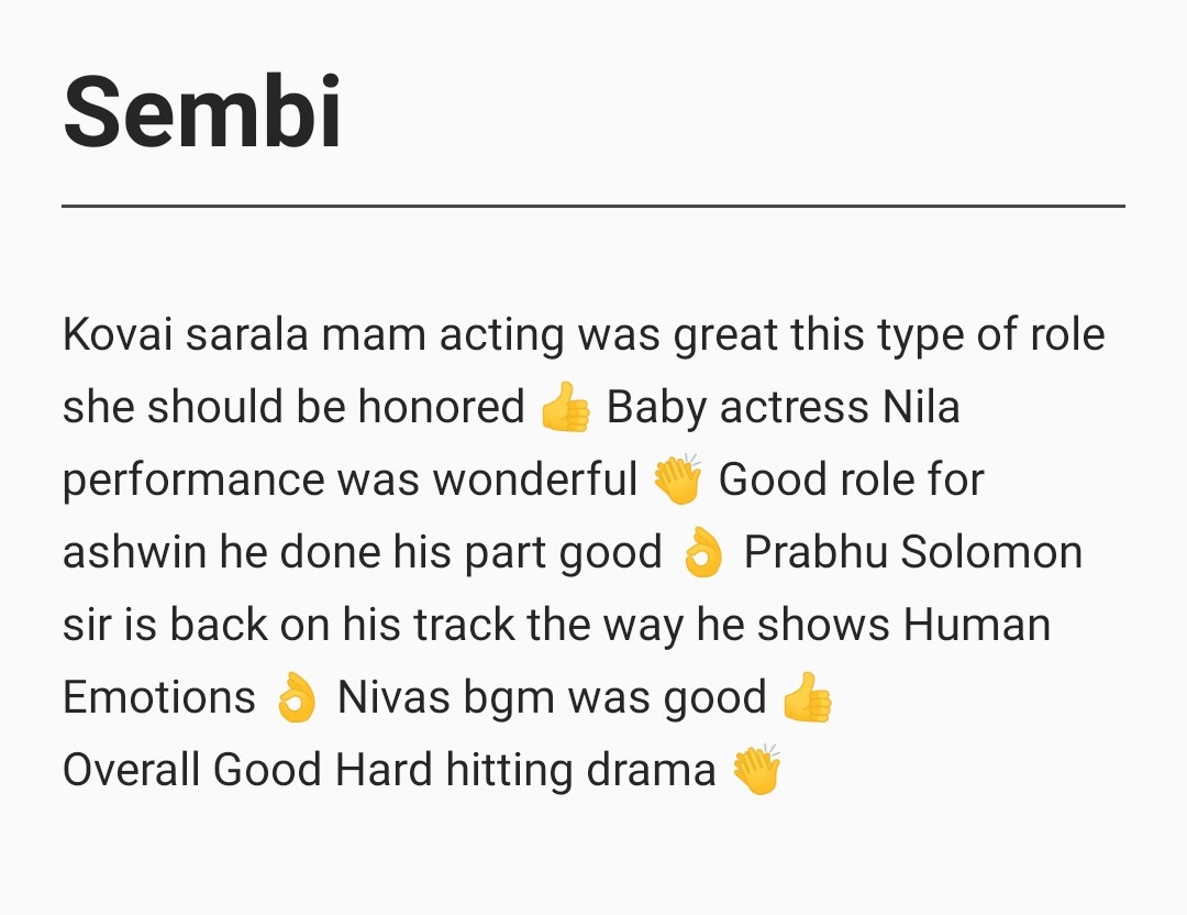 cinemarasigan19's tweet photo. Saw #Sembi at my Paradise @VettriTheatres ☺️

Here is my Opinion https://t.co/9Vj02QcNpT