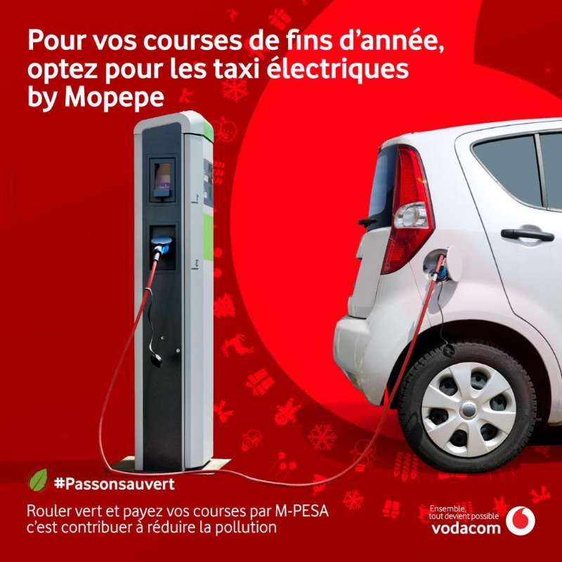 Vodacomcongo's tweet photo. Chaque course que vous faites avec les voitures électriques Mopepe est une façon pour vous de contribuer à sauver notre planète.
Commandez votre taxi via le +243826110888 et payez par mpesa.
#PassonsAuVert
#VodacomRDC
#EnsembleToutDevientPossible https://t.co/SxvHMjeiC4